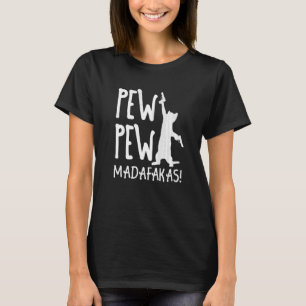 Camiseta Gato retro Pew Pew Madafakas Crazy Kitten Gatos