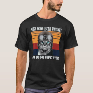 Camiseta Gato Retro Piloto Dueño de Gatito Padre de Pelos M