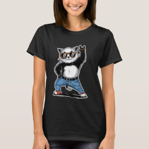 Camiseta Gato Retro Rock n Roll Amante de Gatos Música