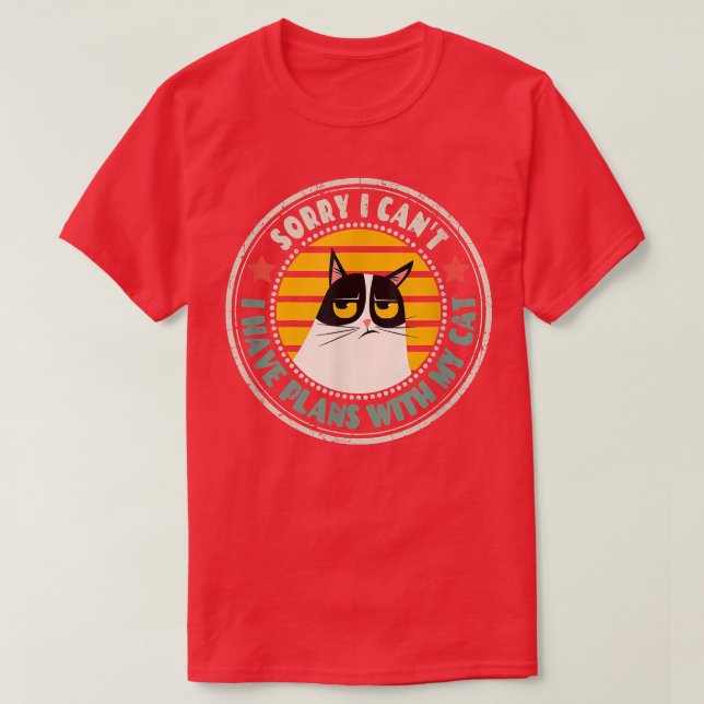 Camiseta Gato retro siento no poder tener planes con mi C (Diseño del anverso)