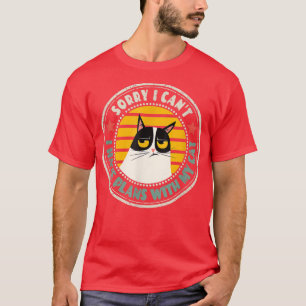 Camiseta Gato retro siento no poder tener planes con mi C