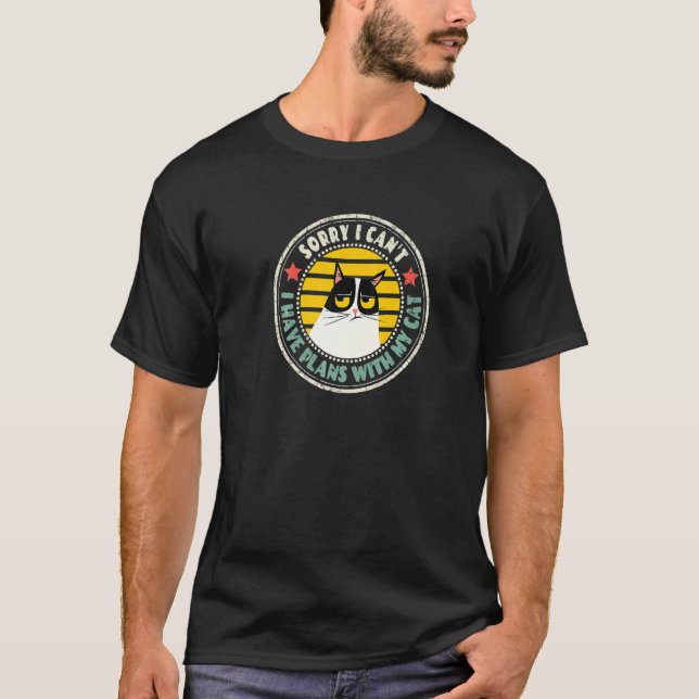 Camiseta Gato retro siento no poder tener planes con mi C (Anverso)
