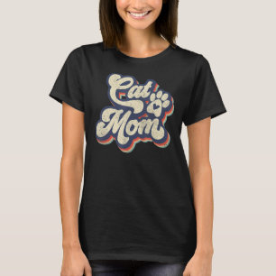 Camiseta Gato Retro Sunset Mom Cat Paw Cat Lover Mujeres Am