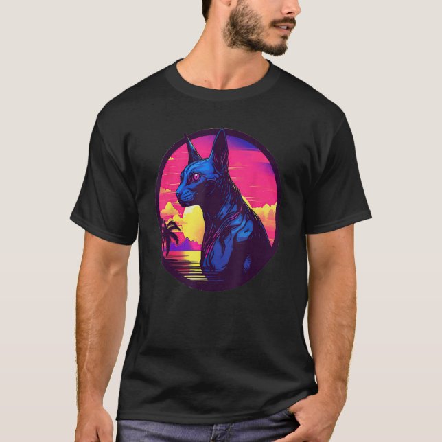 Camiseta Gato Retro Sunset Sphinx (Anverso)