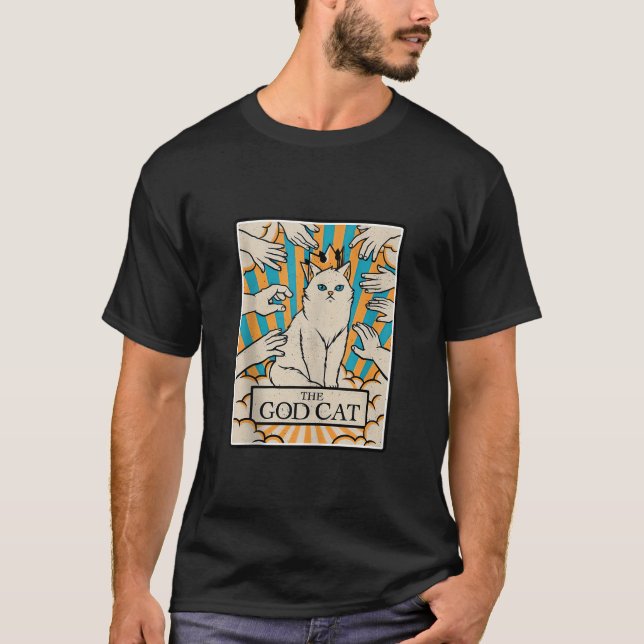 Camiseta Gato retro Tarjeta Tarot de Dios Halloween Gato Ma (Anverso)