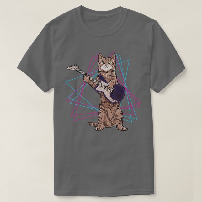 Camiseta gato retro tocando guitarra kitten toca guitarrist (Diseño del anverso)
