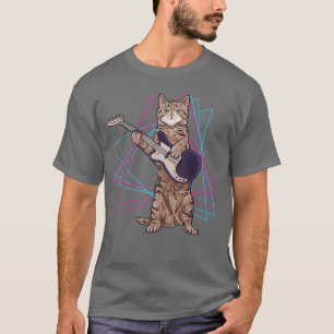 Camiseta gato retro tocando guitarra kitten toca guitarrist