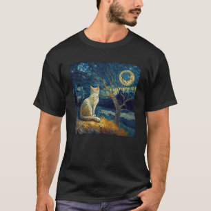 Camiseta Gato Retro Van Gogh De Gato De Gato De Guay Starry