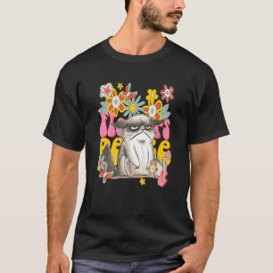 Camiseta Gato Retro Vibra Flores Signo De Paz Vintage 60S 7