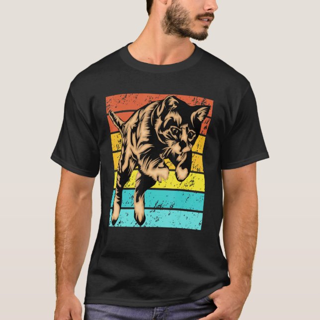 Camiseta Gato Retro Vintado Con Estilo Retro Para Hombres M (Anverso)