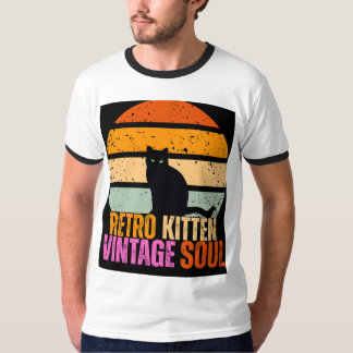 Camiseta Gato Retro Vintage Alma Gato Negro Gráfico Atardec