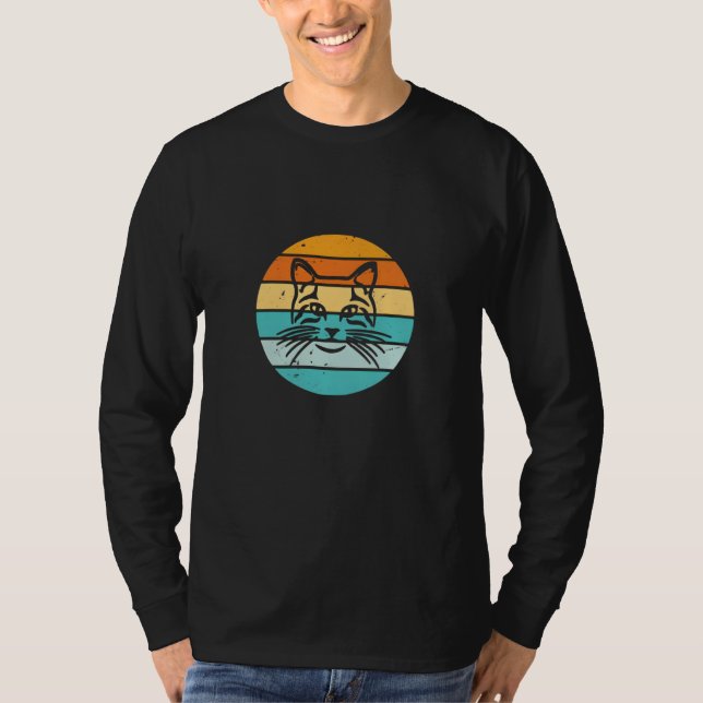 Camiseta Gato Retro Vintage Atardecer (Anverso)