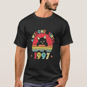 Camiseta Gato Retro Vintage Cumpleaños 25 Años Genial Desde