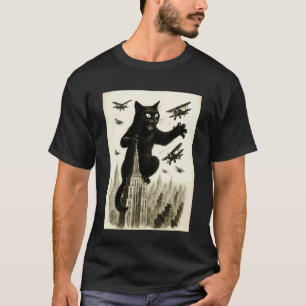 Camiseta Gato Retro Vintage Divertido Subiendo un Edificio