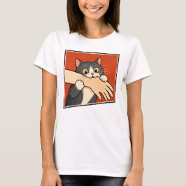 Camiseta Gato Retro Vintage Mordiendo Mano Amor Divertido M