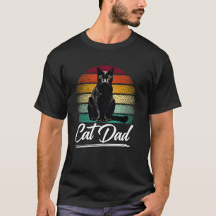 Camiseta Gato Retro Vintage Papá Padre Amante de Gatos Negr