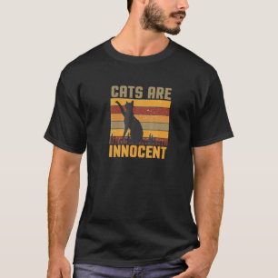 Camiseta Gato Retro Vintage Rayas Los Gatos Son Inocentes