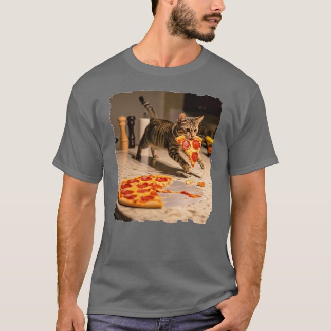 Camiseta ¡Gato robando pizza! (Anverso)
