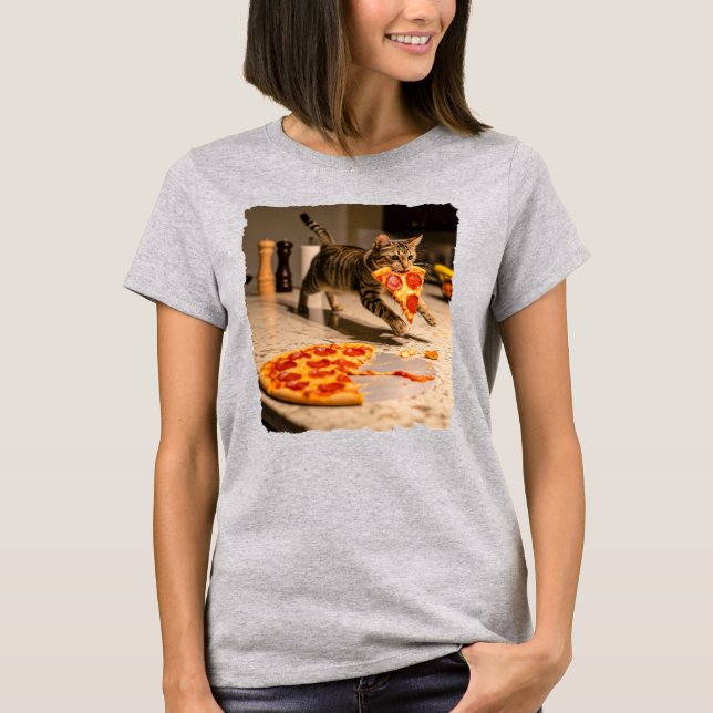 Camiseta ¡Gato robando pizza! (Anverso)