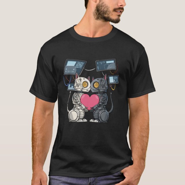 Camiseta Gato robot enamorado de un ingeniero robótico (Anverso)