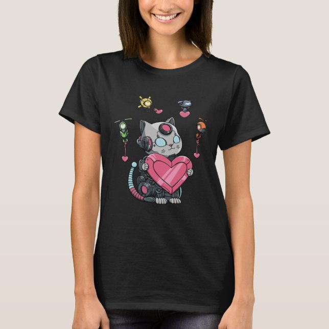 Camiseta Gato robot enamorado de un ingeniero robótico 1 (Anverso)