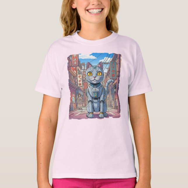Camiseta ¡Gato Robótico Asiático! (Anverso)