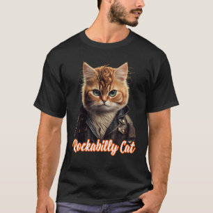 Camiseta Gato Rockabilly Divertido Música Rock n Roll Retro