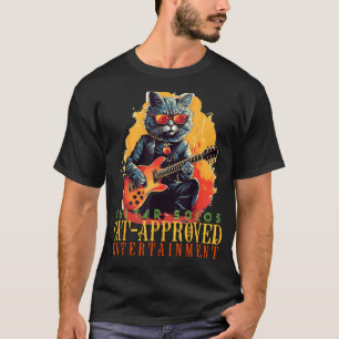 Camiseta Gato Rocker con Guitarra eléctrica y Gafas de sol