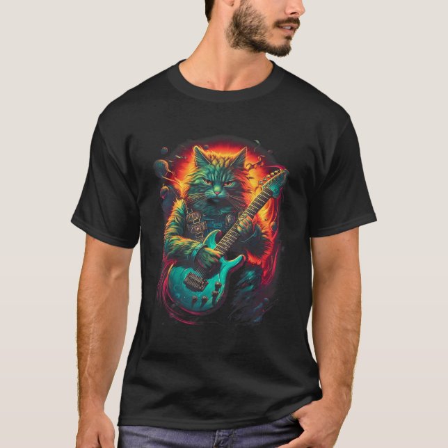 Camiseta Gato Rocker Pesado Feroz (Anverso)
