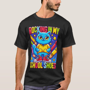 Camiseta Gato Rocking I in My School Shoes Tarot Funny Back