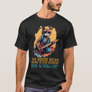Camiseta Gato Rock'n Roll agita la Casa con Guitarra eléctr