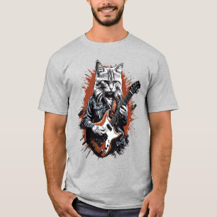 Camiseta Gato Rockstar Desgarrando Guitarra