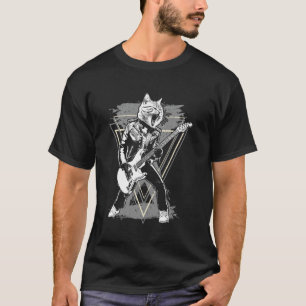 Camiseta Gato Rockstar Tocando Guitarra Rock and Roll Músic