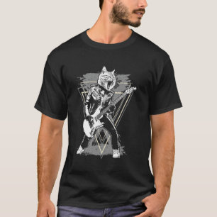 Camiseta Gato Rockstar Tocando Guitarra Rock and Roll Músic