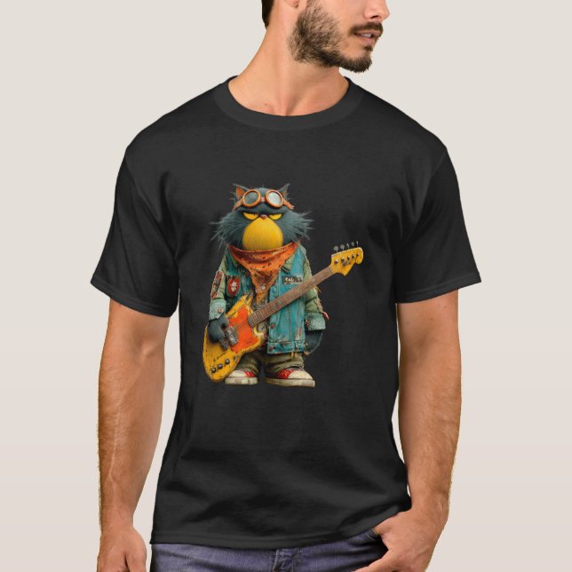 Camiseta Gato Roco Divertido (Anverso)
