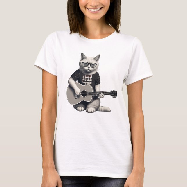 Camiseta Gato rocoso elegante (Anverso)