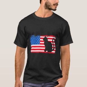 Camiseta Gato Rojo Blanco Azul Patriótico Usa Niño Niña Niñ