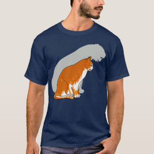Camiseta Gato rojo blanco con sombra de tigre