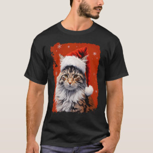 Camiseta Gato Rojo de Navidad Maine Coon Pop Art
