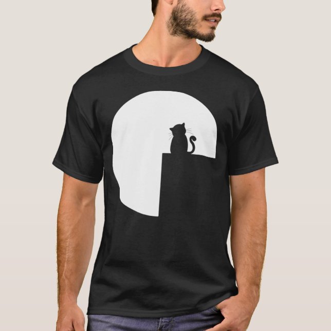 Camiseta Gato Romántico Luna Llena (Anverso)