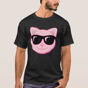 Camiseta Gato rosa con gafas de sol Día Nacional del Gato