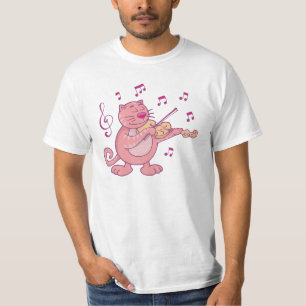 Camiseta Gato rosa con violín