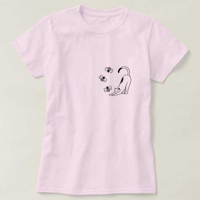 Camiseta Gato Rosa Simple y Lindo  (Diseño del anverso)