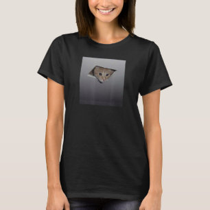 Camiseta gato sacando la cabeza del agujero en el meme del 