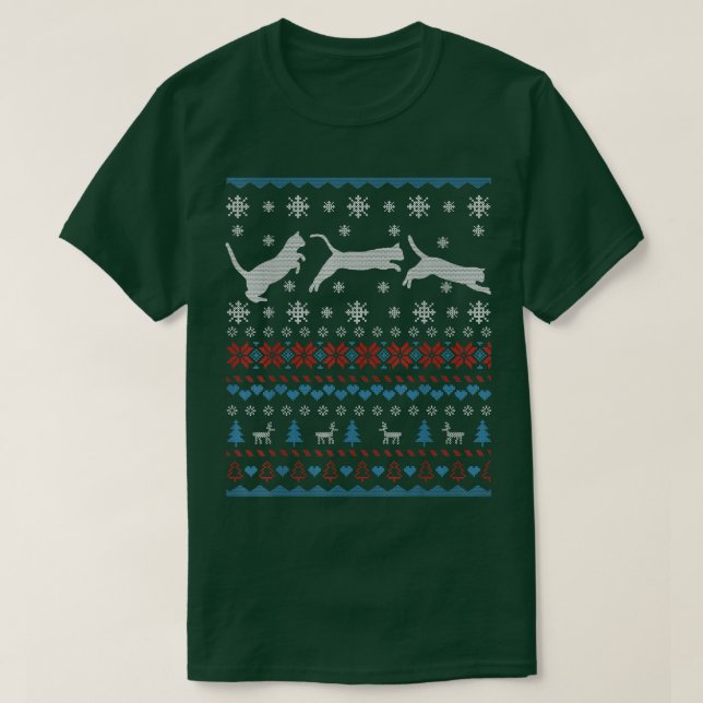 Camiseta Gato Saltando En Nieve Navidades Feo Dulce Regalos (Diseño del anverso)