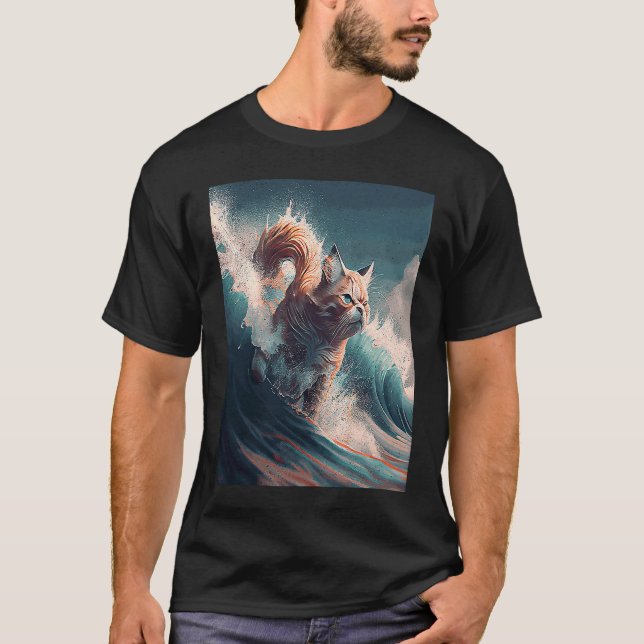 Camiseta Gato saltando olas (Anverso)