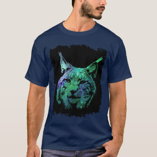 Camiseta gato salvaje de la galaxia 3D de la fantasía