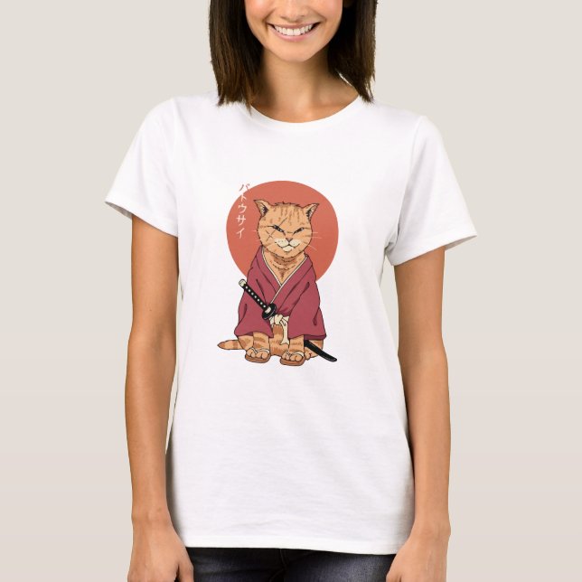 Camiseta gato samurái (Anverso)