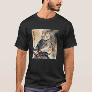 Camiseta Gato Samurái Arte de Guerrero de Gato Japonés Gráf