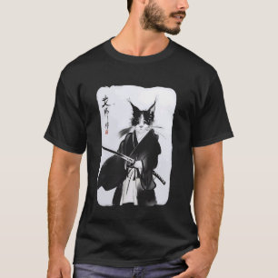 Camiseta Gato Samurái Arte de Guerrero Ukiyo-e Japonés Anti